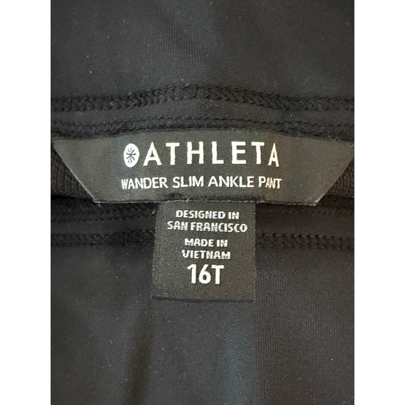 Athleta Wander Slim Ankle Pant Black Mid Rise Zip Pocket Tech Women Size 16T - Picture 5 of 9